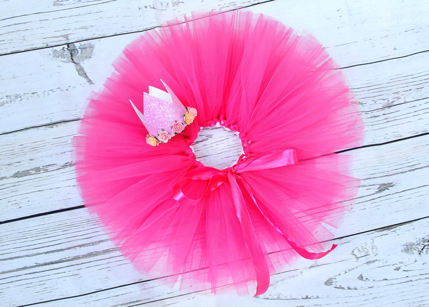 Bright Pink Tutu Skirt & Crown Set