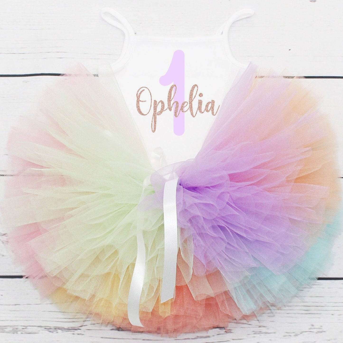 Personalised 1st Birthday Colourful Tutu Outfit