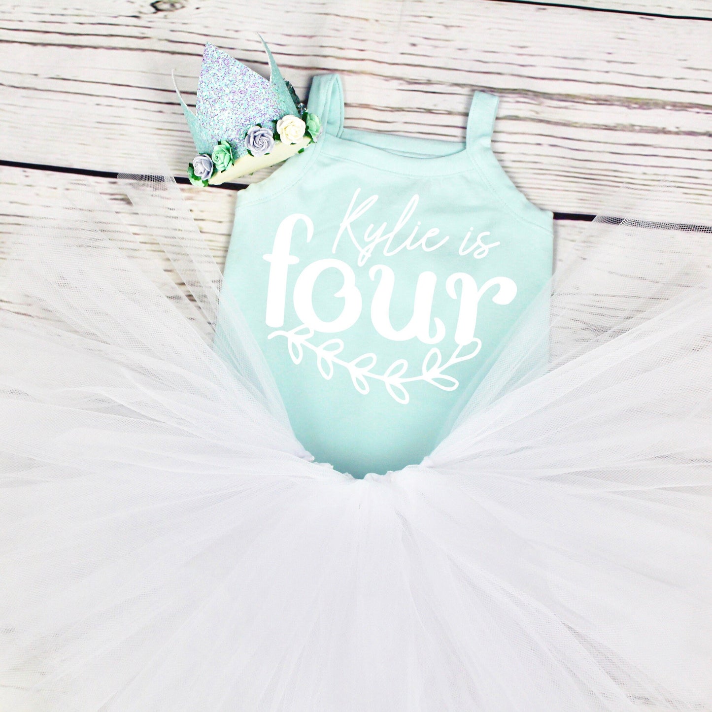 Mint Green and White 4th Birthday Tutu Outfit