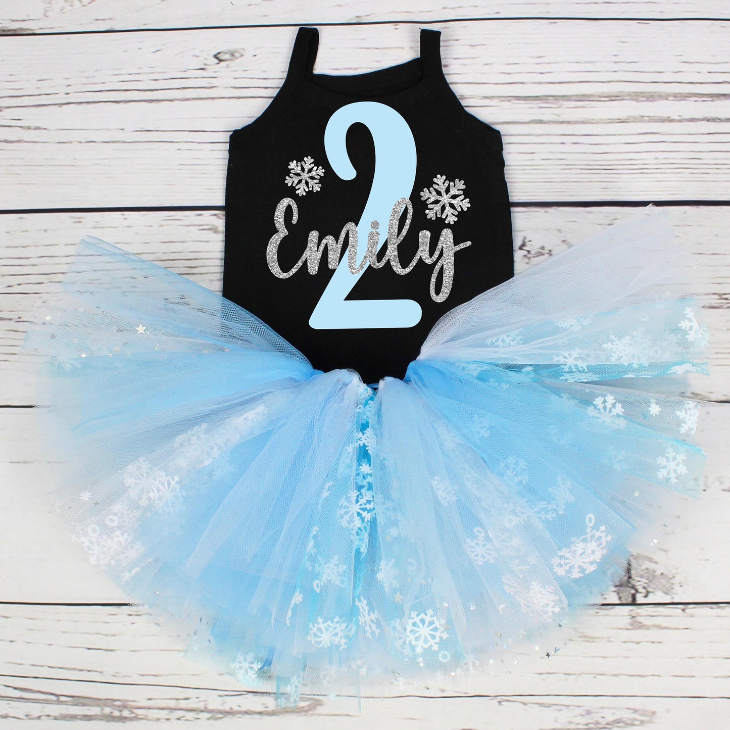 Black, Silver & Blue 2nd Birthday Winter Tutu Outfit