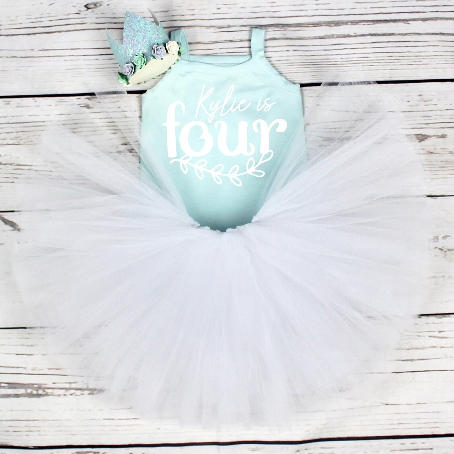 Mint Green and White 4th Birthday Tutu Outfit
