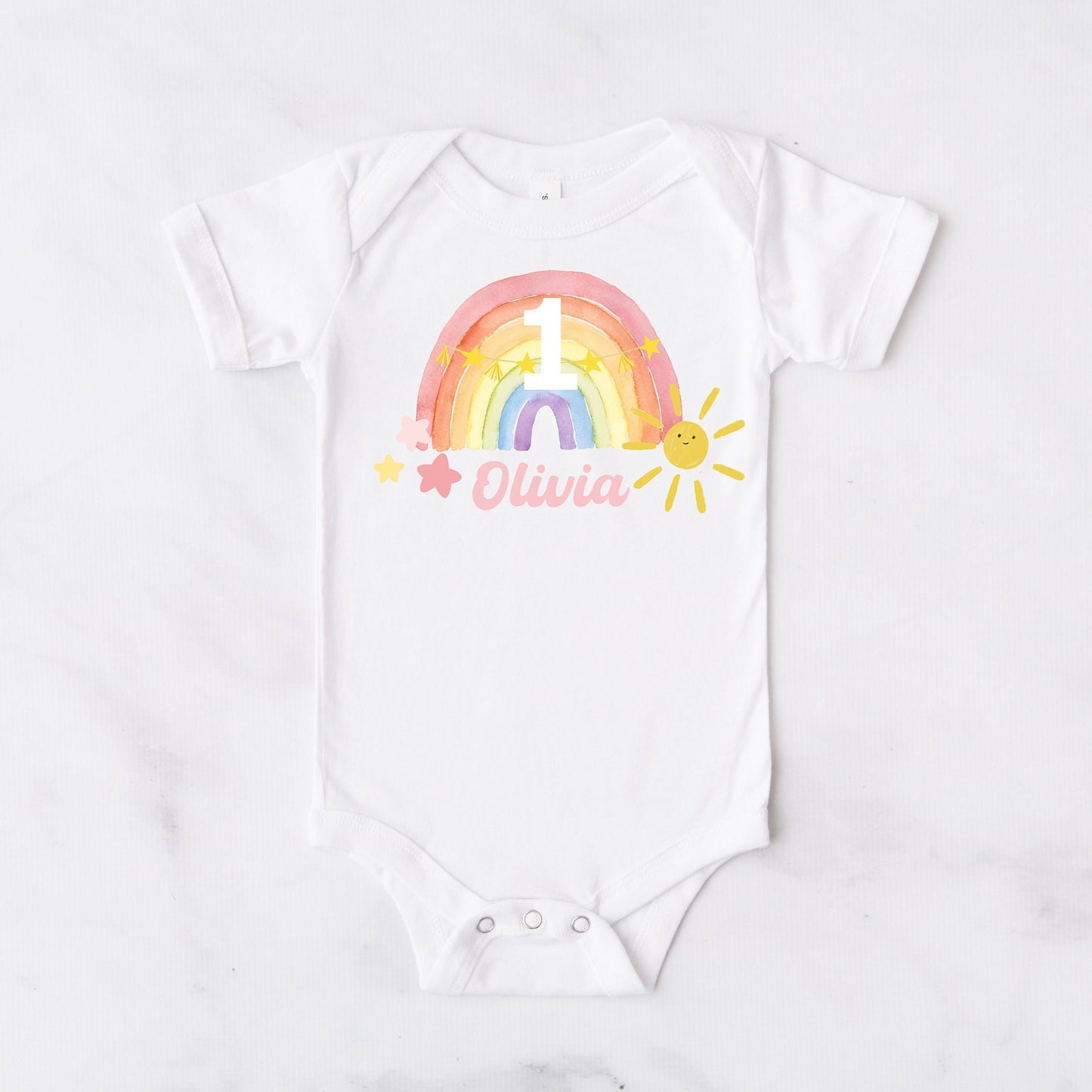 Girls Personalised Rainbow 1st Birthday Outfit